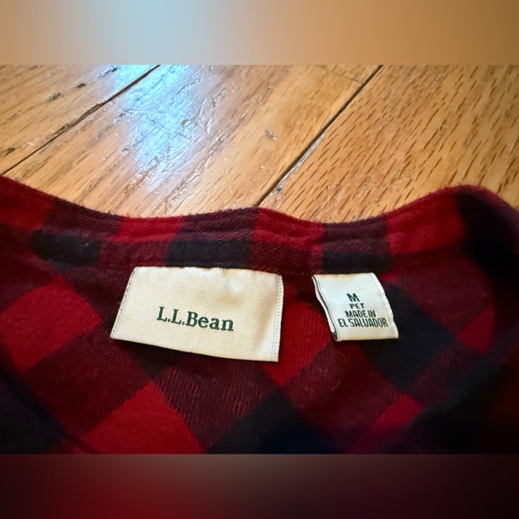 VTG LL Bean Long Flannel Nightgown Women’s Size M/Petite Red/Black Buffalo Plaid - Picture 6 of 12